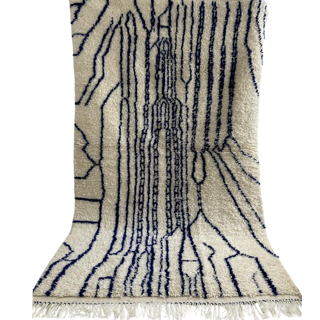 Tapis beige / bleu roi